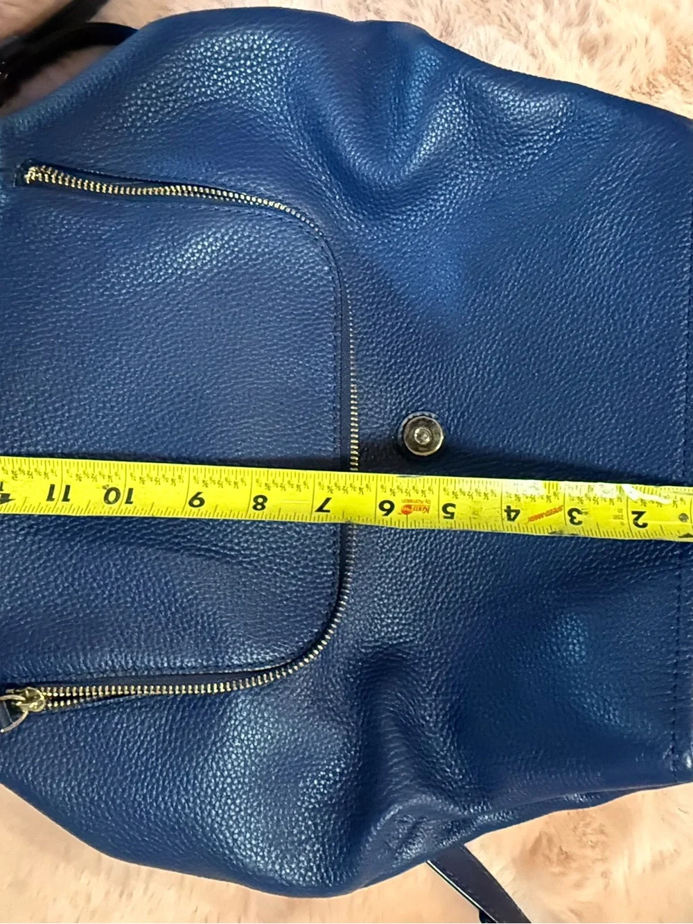 Kate Spade Kristi Medium Flap Backpack Navy Blue Leather Bag Purse